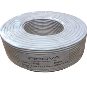 Cable CCTV HD coaxial 3,30 mm + 2 x 0,75mm² 100% cobre (Vaina blanca LSZH). INNOVA 1123/HD.