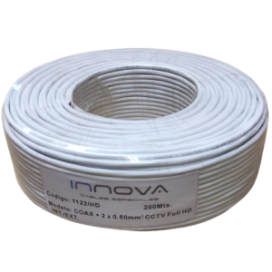 Cable CCTV HD coaxial 3,30 mm + 2 x 0,50mm² 100% cobre (Vaina blanca LSZH). INNOVA 1122/HD.
